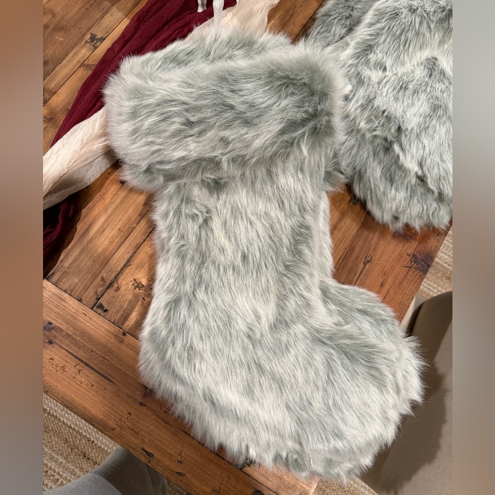 Wondershop Grey Faux Fur Christmas Stocking